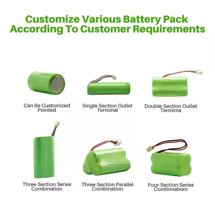 NiMH battery pack 100-13000mah 2.4V 3.6V 4.8V 6V 7.2V 8.4V 9.6V 10.8V 12V 13.2V 14.4V 18V 24V AA AAA C D SC F batter-Custom Battery Packs