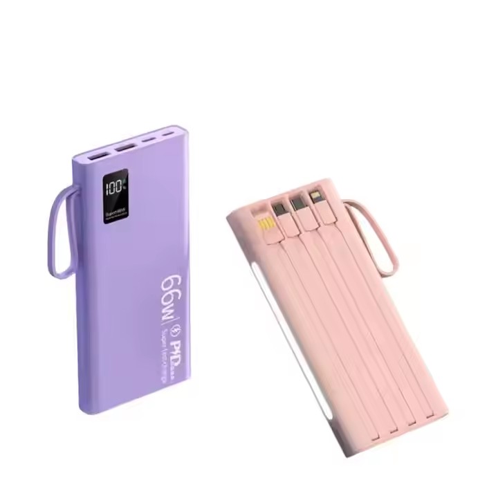 66w PD Super Fast Charging Power Bank with Charging Cable High Capacity 5 output 3 input 30000mah Portable Powerbank 20000mAh-Custom Battery Packs