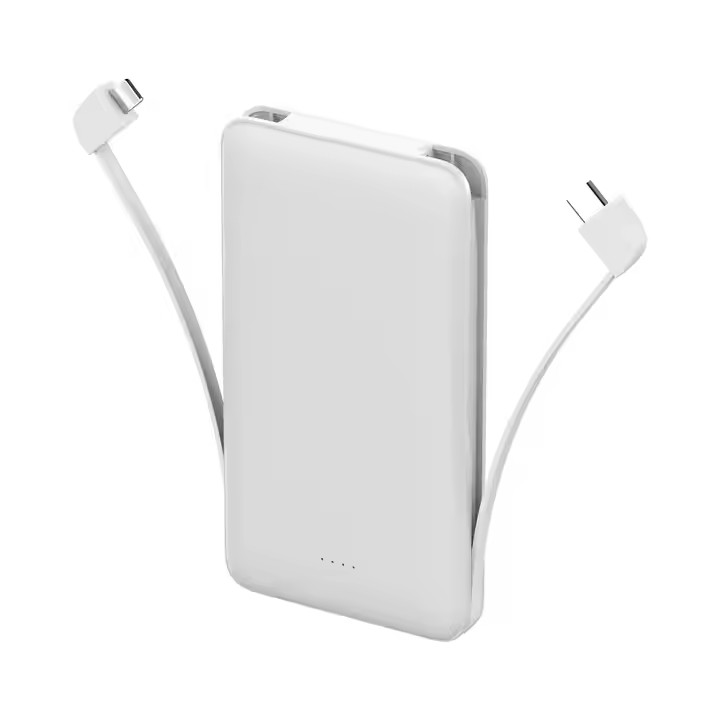 Custom mini power bank 10000mah dual cable attached power bank battery pack-Custom Battery Packs